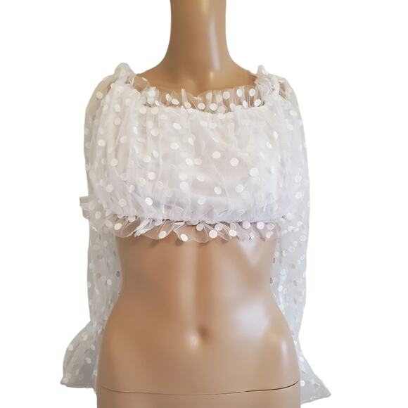 Majorelle Sheer White Crop Top (M) - Picture 5 of 8
